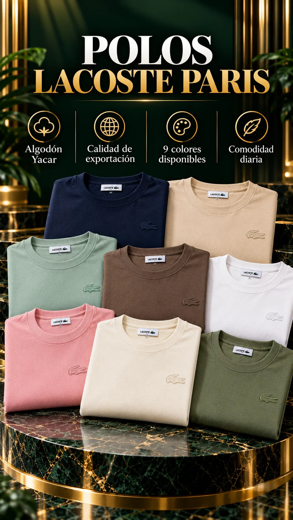 Polo Lacoste París | Algodón Yacar | Envíos a todo el Perú