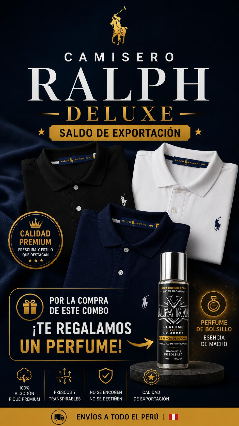 **Camisero Polo Ralph Lauren DELUXE – Pack x3 – Saldo de Exportación**