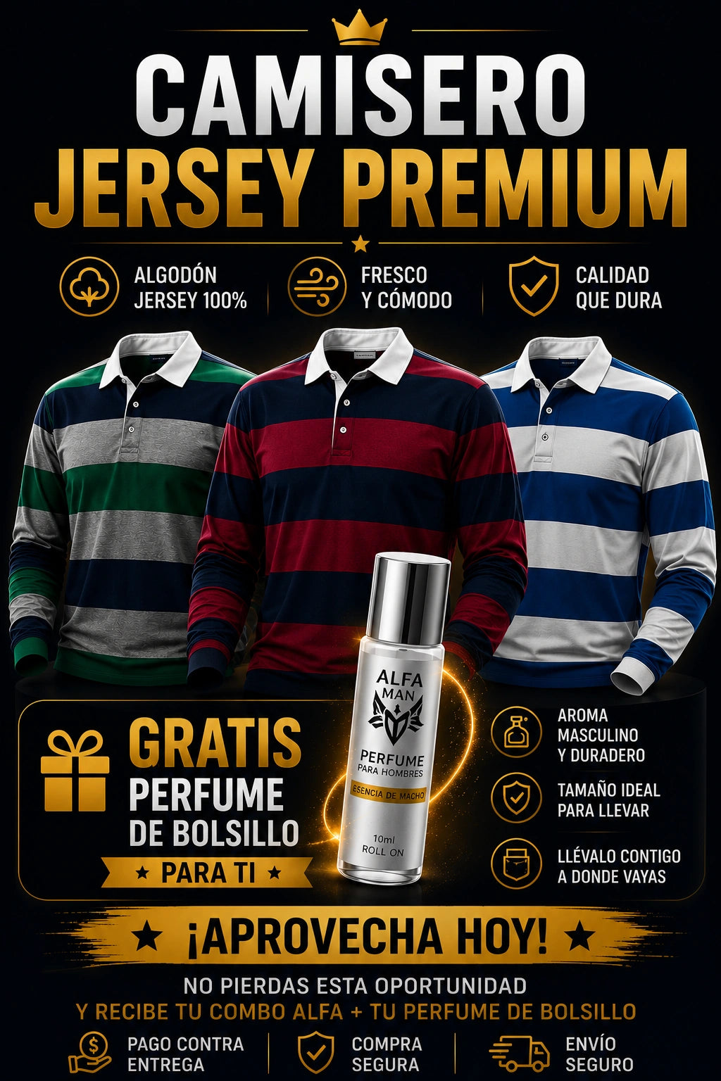 Camisero Rugby de Rayas Premium – Combo x2 + Perfume de Regalo