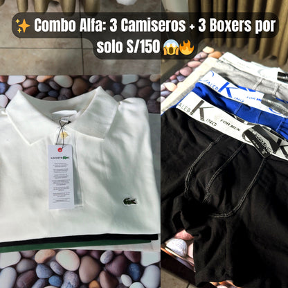 Alfa Man 2.0 || 3 Polos Camiseros lacoste || 3 Boxers CalebKing