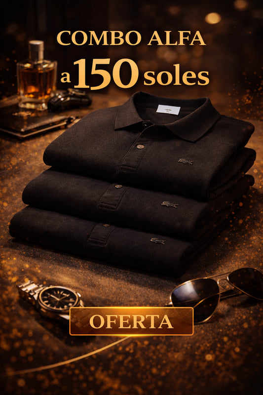 Alfa Man || 3 Polos Camiseros Lacoste Party (labrado) || 3 Boxers CalebKing